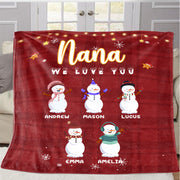 Personalized Snowmen Blanket with Children's Names