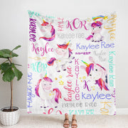 Personalized Unicorn Baby GIrl Name Blanket, Unicorn Baby Blanket. Baby Fleece Blanket, Toddler Fleece Blanket