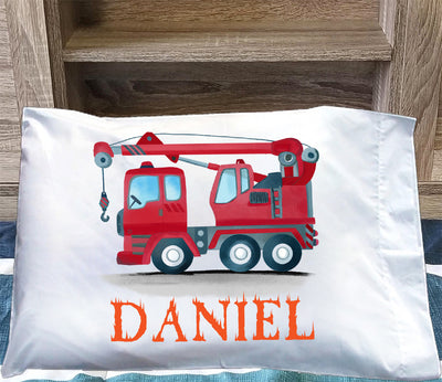 Custom Name Construction Truck Children's Pillowcase III