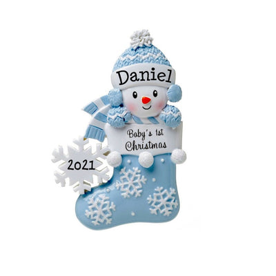 Baby First Christmas Ornament, Personalized Baby Boy Girl Christmas Ornament, Blue, Pink, Red, Hand Personalized, 2021