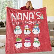 Personalized Little Snowman Christmas Family Member Fleece Blanket