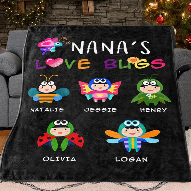 NANA'S LOVE BUGS Custom Grandparent Blanket