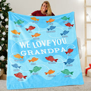 Custom Little Fish Grandparent Blanket with Kids' Names