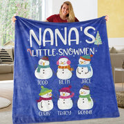 Personalized Little Snowman Christmas Family Member Fleece Blanket