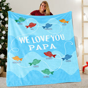 Custom Little Fish Grandparent Blanket with Kids' Names