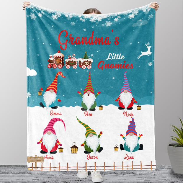 Custom Gnomies Grandparent Fleece Blanket with Kids' Names