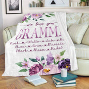 Custom Purple Floral Cozy Plush Fleece Blankets with Your Nick & Kids' Names-BUY 2 SAVE 10%