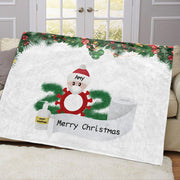 Personalized Christmas Family Member Fleece Blanket I