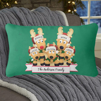 Personalized Christmas Deer Family Pillowcase With Name