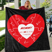Love You To Pieces Custom Valentine's Day Blankets with Kids' Names