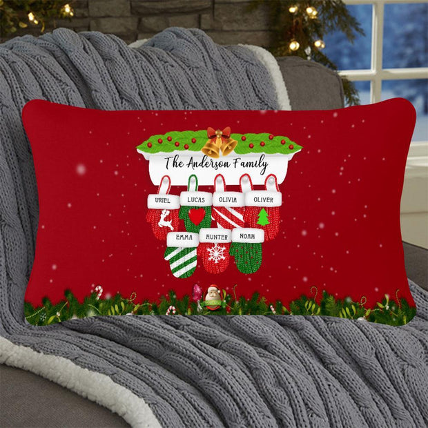 Personalized Christmas Gloves Family Pillowcase With Name