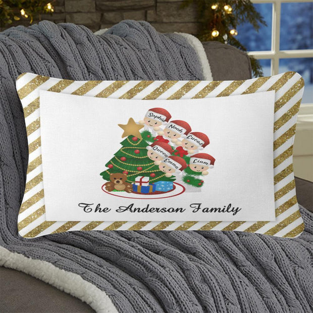 Personalized Christmas Tree and Hat Family Pillowcase With Name