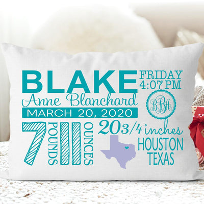 Personalized Birth Announcement Pillowcase for Baby and Mom I