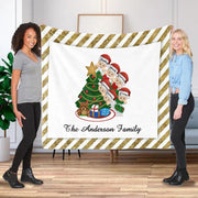 Personalized Christmas Tree and Hat Family Member's Name Fleece Blanket
