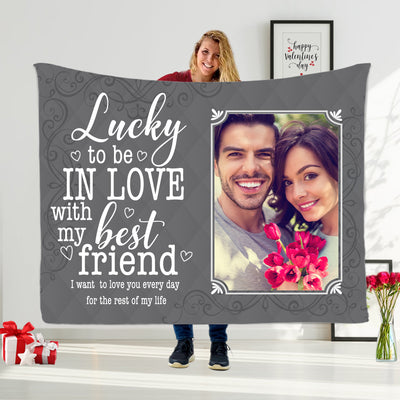 Personalized Valentine's Day Family Leisure Time Blanket with Custom Text & Photos