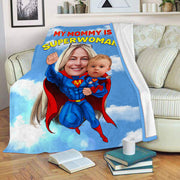 Custom Superhero Portrait Blanket with Photos I- Personalized Mother’s Day Gift