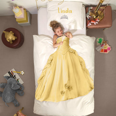 Personalized Name Kid Yellow Princess Microfiber Bedding Set V