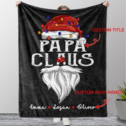 Custom Title Christmas Claus Blanket with Grandkids' Names I