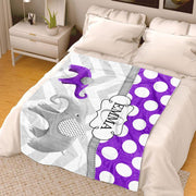 Personalized Initial & Name Purple Elephant Fleece Blankets