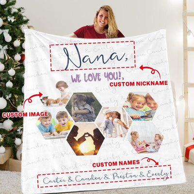 Personalized Christmas Family Leisure Time Blanket with Children's Names