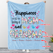 Custom Double Titles Christmas Blanket with Grandkids' Names