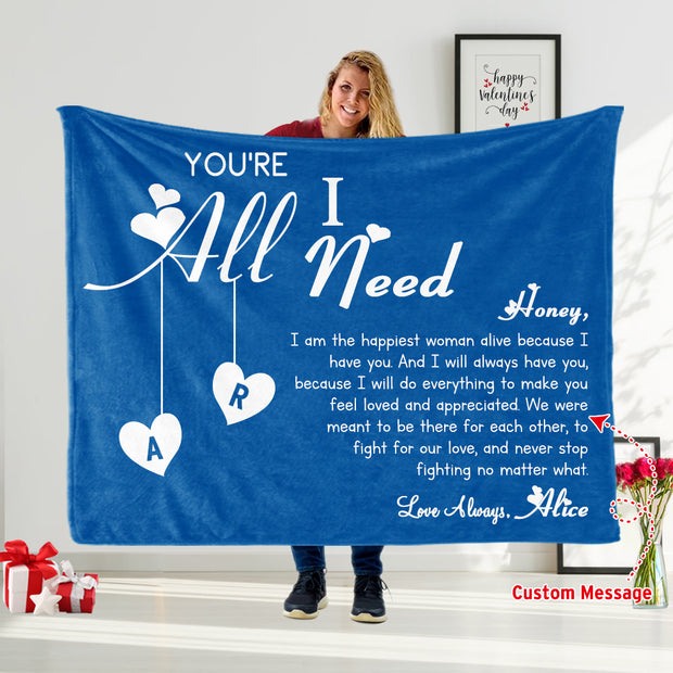 Custom Love Letter Valentine's Day Blanket with Names
