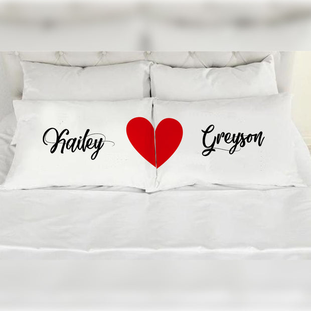 Personalized Couples Name Pillowcase Set (2 Pieces Included), Wedding & Anniversary Gift for Couples
