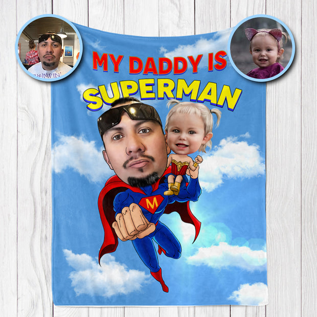 Custom Superhero Portrait Blanket with Photos IV- Personalized Gift for Family Members