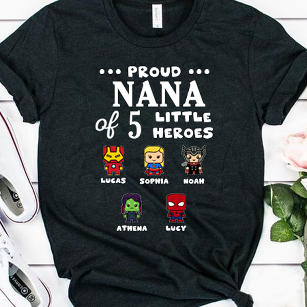Personalized Proud Dad of Little Heroes T-Shirt