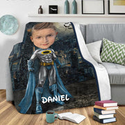 Personalized Hand-Drawing Kid's Photo Portrait Fleece Blanket VI