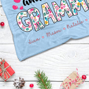 Custom Double Titles Christmas Blanket with Grandkids' Names