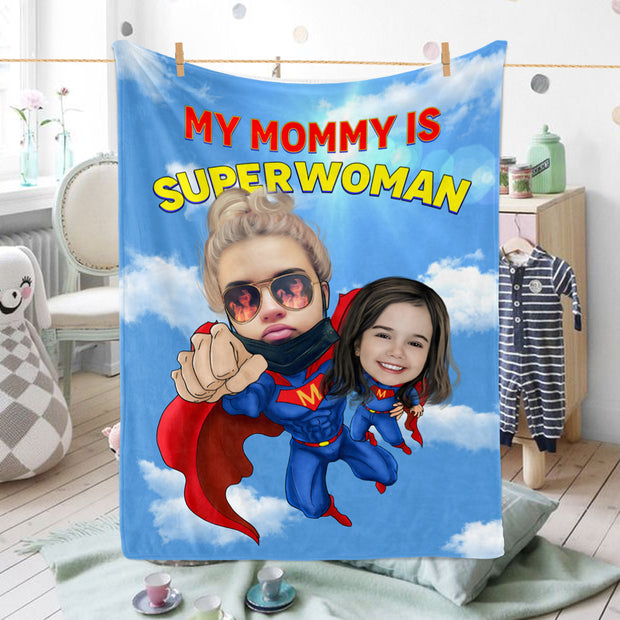 Custom Superhero Portrait Blanket with Photos II- Personalized Mother’s Day Gift