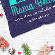 Custom Title Christmas Bear Blanket with Grandkids' Names