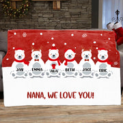 Personalized Christmas Polar Bear Blanket with Children's Names