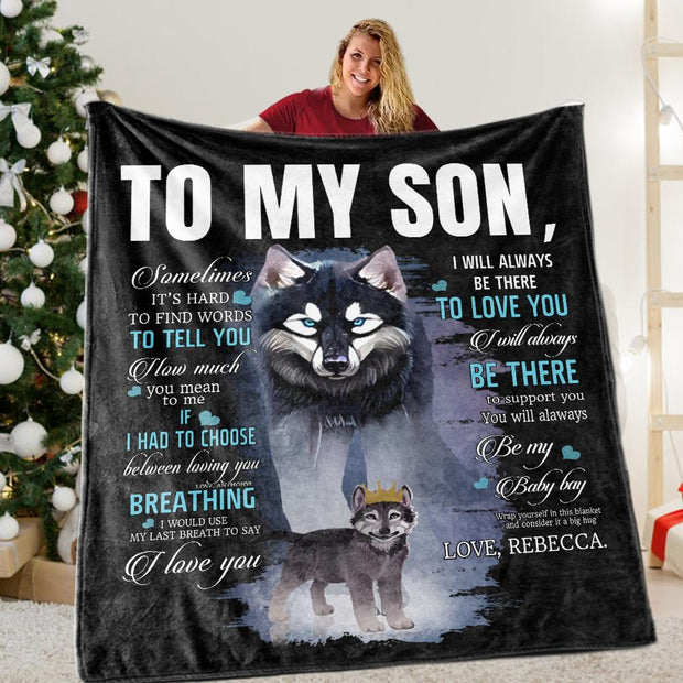 Personalized To My Son Fleece Blanket With Custom Name II