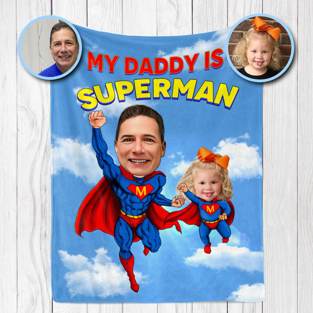 Custom Superhero Portrait Blanket with Photos III- Personalized Gift for Family Members