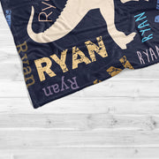 Personalized Dinosaur Name Blanket, Dinosaur Blanket T-Rex, Boy Blanket Dinosaur Name Blanket Toddler Blanket