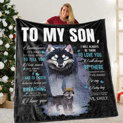 Personalized To My Son Fleece Blanket With Custom Name II