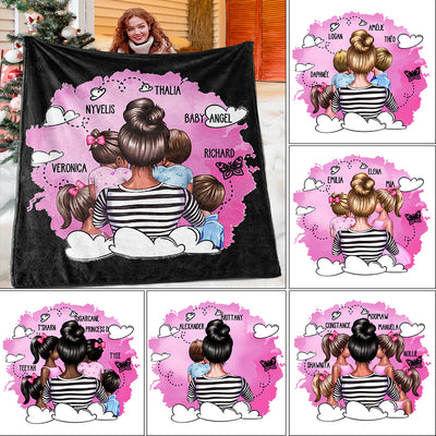 Personalized WATERCOLOR Mom Blanket With Her Children