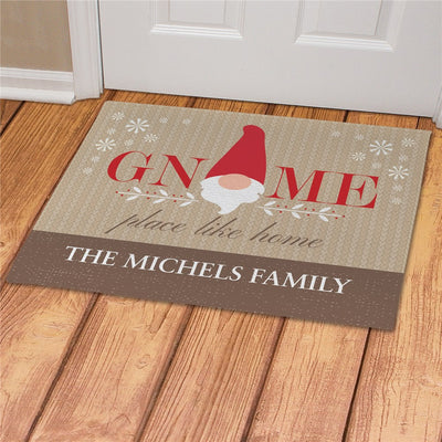 Gnome Place Like Home Christmas Personalized Door Mat,Custom Family Gift,