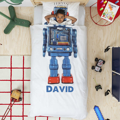 Personalized Name Kid Robot Microfiber Bedding Set VII