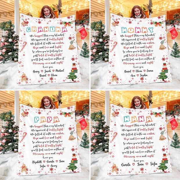 Custom COLORFUL Christmas Blanket with Nickname & Kids Names