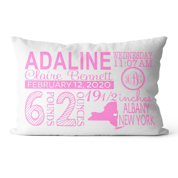 Personalized Birth Announcement Pillowcase for Baby and Mom III