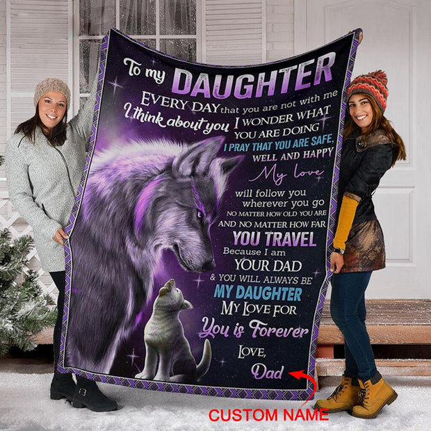 Personalized To My Daughter Fleece Blanket With Custom Name V