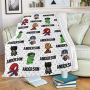 Personalized Name Cartoon Cozy Plush Fleece Blankets II