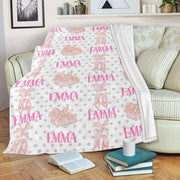 Personalized Name Dancing Girl Cozy Plush Fleece Blankets
