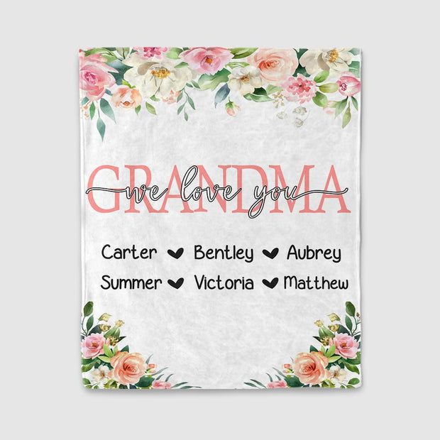 Personalized Pink & White Floral Blankets with Your Nick & Kids' Names - BUY 2 GET 10% OFF