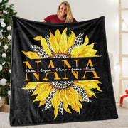 Custom Title Sunflower Blanket with Grandkids' Names