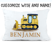 Custom Name Construction Truck Children's Pillowcase I