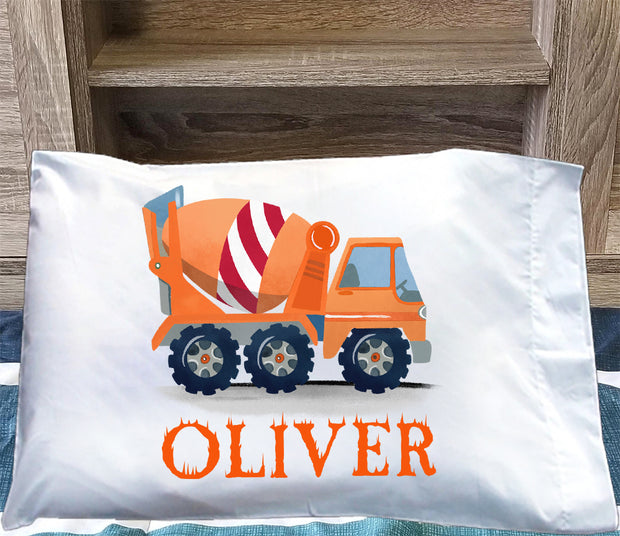 Custom Name Construction Truck Children's Pillowcase IV